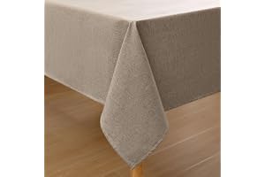 Homaxy Bordsduk med linneutseende, tvättbar, lotuseffekt, kantig, 140 x 240 cm, linneduk, vattenavvisande, fläckskydd, linnef