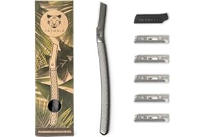 ‎ANYMALE ANYMALE® Augenbrauenrasierer mit 5 Klingen - Dermaplane Rasierer für Flaumhaare - Gesichtshaarentferner aus Metall - Eyebrow Razor für Konturen - Schwarz