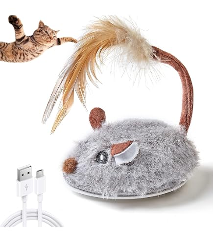 Giocattolo Per Gatti Topo Telecomandato – In Velluto, Con Suono Cigolante E Movimento Interattivo, Ideale Per Caccia E Esercizio (15 Cm, Marrone)