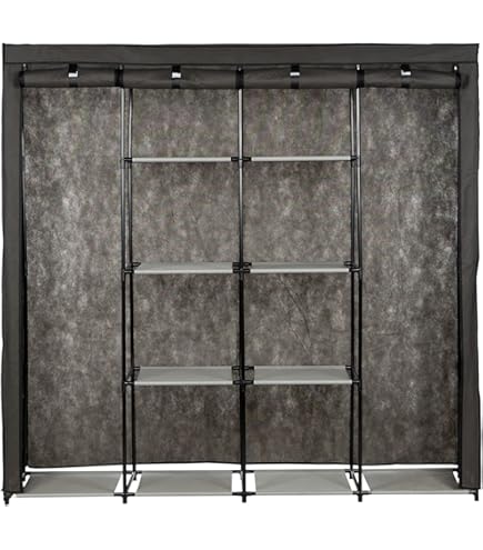 Armadio Pieghevole Scarpiera Da 10 Ripiani - In Tessuto Grigio, Salvaspazio Con Cerniera - Foto 6