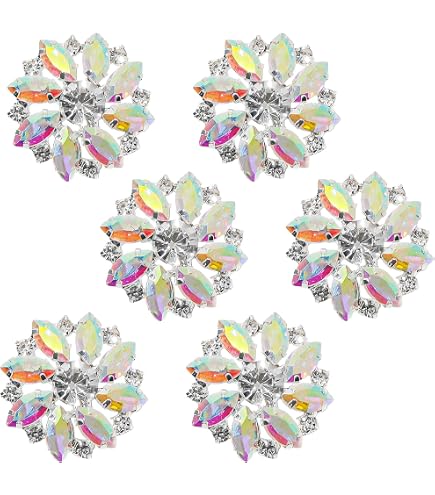 Brüssel08 Strass-Knöpfe Aus Kunstharz – 12 Mm, Rund, Mit Flacher Rückseite, 40 Stück, AB-Glitzer