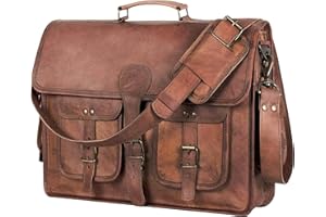 KOMAL'S PASSION LEATHER KPL 18 INCH Leather Briefcase Laptop Messenger bag best computer satchel Handmade Bags for men and women