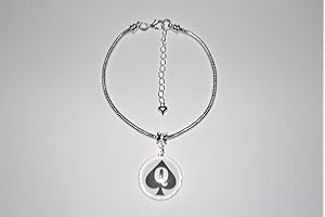 SEXYJEWELS-CO-UK Queen Of Spades Dome Charm Euro Anklet Lifestyle Ankle Chain Bracelet Style 1 - Sexy Jewels