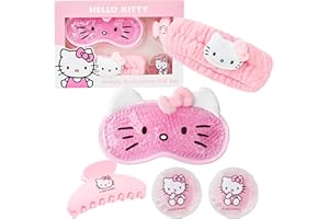 Hello Kitty Sanrio Beauty Set mit Gel Augenmaske Kühlend, Augen Pads, Haarband Damen & Haarklammer, Anime Geschenk für Frauen & Teenager (Rosa Hello Kitty)