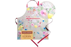 Maison d' Hermine Grembiule da cucina, 100% cotone, 1 pezzo con collo regolabile, tasca centrale per donna/uomo, chef, cucina