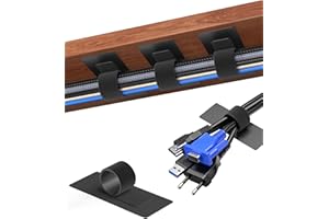 NEAROCKLE Bureau De Gestion Des Câbles Amovible 2025 Sous Le, Support De Câbles Auto-AdhÉSif, Organisateur De Câbles Refermable (Noir-34Paires)