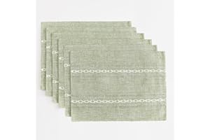 Wracra Tischset 6er Set, Tischsets Abwaschbar 30 x 45 cm, Platzset Waschmaschinenfest Salbei Grün Stoff, Baumwolle Leinen Tischsets Platzsets für Tisch, Küche, Essen (Salbei Grün)