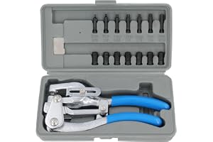 GEPCO Håltänger set 16 delar med 7 matriser + verktyg | steglöst justerbar karosstång (6–41 mm) för stål, aluminium, plåt