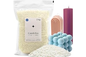 CANDELISS Cera di Paraffina per Candele 2kg. Cera di paraffina senza odore per fare candele fai da te Paraffina inodore per candele bianche aromatiche o colorate Paraffin wax candle making (2kg)