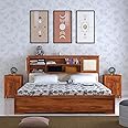 Ganpati Arts Solid Sheesham Wood Maharaja King Size Bed with Headboard and Box Storage Wooden Double Bed Palang for Bedroom Home (Natural Finish)
