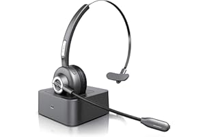 CSL-COMPUTER CSL - Cuffie Bluetooth e Stazione di Carica - Cuffie per Receptionist telefonia skype - Cuffie con Microfono Wireless Noise Reduction - Multipoint 2 collegamenti - Call Center - PC Tablet Smartphone
