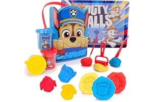Toyland® Paw Patrol Set de actividades de 12 piezas: Cubo de masa Chase, piezas de masa, cortadores, rodillo, sellos, tapete de juego lavable y cubo - Juguetes de manualidades