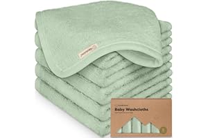 KEABABIES 6-Pack de Toallitas de Bambú Orgánico para Bebés y Niños - Suaves, Faciales, de Algodón (Pistachio)