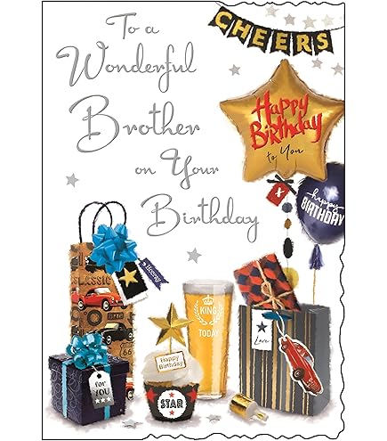 Brother Birthday Card - Brother Cheers, Beer & Gold Foil 7.75" X 5.25 - View #5