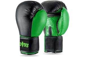 Lions Boxing Gloves for Men Women - Injection Mould Sparring Muay Thai Pro Training, Leather MMA Punch Bag, Heavy Punching Focus Mitts Pads Workout