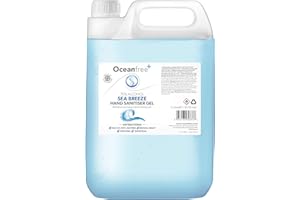 OCEAN FREE Sea Breeze Hand Sanitiser Gel - 5L Litre - 70% Alcohol - Made in the UK (Single)