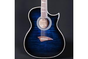 Lindo ORG-SL Elektroakustische Gitarre mit Vorverstärker und LCD-Tuner, Blau