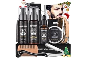 COMOZON Beard Grooming Kit for Men, 12 in 1 Beard Growth Kit with Beard Roller, Beard Set with Beard Oil, Beard Shampoo, Beard Conditioner, Beard Brush, Beard Balm, Beard Comb, Scissors, Gifts for Him