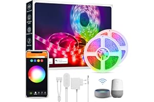 GHOME SMART Tira Led Alexa,10M Luces Led Habitación Wifi USB Inteligente con Control por APP y Voz,Funciona con Alexa/Google Home, Ajustar 16 Millones Colores y Brillo,Luz Decoración para TV,Fiestas,Bares(5m*2)
