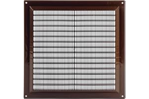 STEINBERG14 Brown 250x250 mm / 9x9'' Air Vent Grille Cover - Ducting Ventilation Cover with Anti-Insect Mesh, ABS Plastic