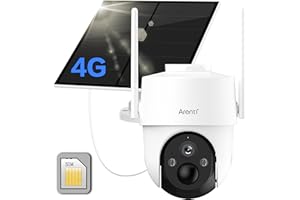 ARENTI 4G LTE Caméra Surveillance Extérieure sans Fil, Carte SIM-Panneau Solaire, 355° PTZ Caméra Solaire Batterie 10400mAh, Audio Bidirectionnel, Vision Nocturne Couleur, Détection Humaine PIR