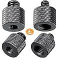 4 Stück Gewindeadapter 3/8“ auf 1/4“ & 1/4“ auf 3/8“, Aluminiumlegierung Stativ Schraube Adapter für Kamera, Lautsprecher, St
