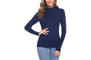 Sykooria Jersey Elegante para Mujer con Cuello Alto Suéter para Mujer Pullover Tops Primavera Otoño Suéter de Punto Suéter de cálido y Suéter Invierno