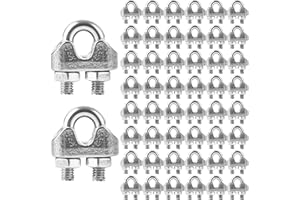 MIVIDE 40pcs Serre Cable Inox 3mm, Serre Cable Acier M3, 3mm Serre-Câbles Etrier U pour Câble Métallique, Fil, Corde