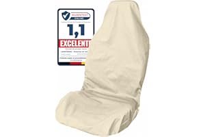 LIONSTRONG® Funda para asiento delantero de coche, universal, compatible, impermeable, para taller (poliéster beis)