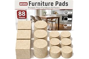GICUNK 88 st Filttassar för Stolsben Självhäftande– Beige | Golvskydd För Stolar, 4 mm Tjocka, Möbeltassar, Filtkuddar Och Möbelglidare För Hårda Golv, Skydd Mot Repor