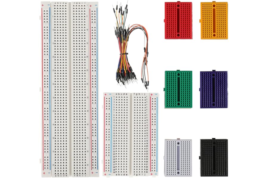 BOJACK Breadboard Kit - Solderless Breadboard (830 & 400 & 170 Tie Points) & 65 Pcs Flexible Jumper Wires (4 Values, 73 Pcs)