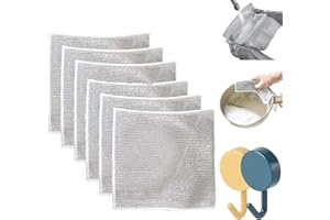 Gienslru Chiffons à Vaisselle en Fil métallique Polyvalents pour humides et secs, torchon Multifonctionnel Anti-Rayures, récure et nettoie pour la Vaisselle (7.87in, 6pièces)