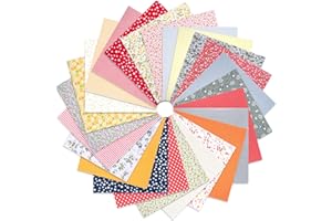 Leiptes 25 Pezzi Tessuto Cotone Stoffa Patchwork 30 x 30 cm di Tessuti Stampati Cotone Tessuto Patchwork Stoffe per Cucito Tessuto in Cotone Stoffa Fai Da Te Creativo