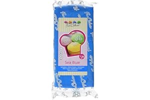 ‎FUNCAKES FunCakes Fondant Sea Blue: Einfach zu Verwenden, Glatt, Elastisch, Weich und Schmeidig, Perfekt zum Dekorieren von Torten, Halal, Koscher und Glutenfrei. 1 kg