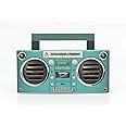 GPO BRONX Mini Bluetooth Speaker. Compact Retro Portable Speaker with Rechargeable Battery, USB Port, TF Card Port, and Aux, Outdoor Speaker for Parties, Aqua