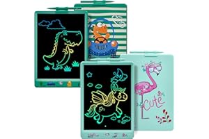 ‎DYNASONIC DYNASONIC (Zestaw 2 tablic DYNA-PM Flaming + Dinosaur) 10-calowy kolorowy tablet LCD do pisania dla dzieci. Tablica magnetyczna do rysowania. Zabawka edukacyjna. Prezent dla dzieci. Tablica w