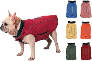 BEPETMIA Zimowa ciepła kurtka dla psa, 7 rozmiarów, dla małych, średnich i dużych psów, wiatroszczelna, kombinezon śniegowy, ubranie dla psa, kamizelka, odzież dla zwierząt domowych (L, czerwona)