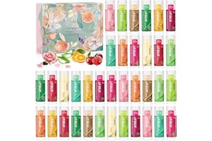 FONTOEN Set di balsami per le labbra, 36 piccoli regali di Natale con 12 profumazioni per labbra secche - stick di balsamo per le labbra idratanti 24 ore, piccoli regali per donne, fidanzate, colleghe