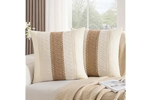 DAKTOU Funda Cojines 50x50 Boho Alargado Funda Cojin Marron Bohemia Textura Tejida Funda de Almohada Decorativos para Sofá Cama Silla Habitacion Oficina Salón Dormitorio 2 Piezas