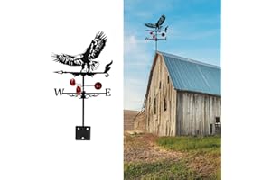 BLYEMICHDI Stainless Steel Weather Vane,Rooster Metal Weathervanes, Vane Metal Wind Spinners for Outdoor Decor,Weathervane with Easy Install for Gardens and Sheds, Garden Spinners, Garden Decor, Witch (Eagle)