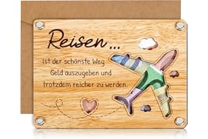 BOFUNX Reise Geldgeschenke Verpackung aus Holz Geldgeschenk Geburtstag Reisegutschein Gutschein Verpackung Reise Urlaub Abenteuer Geschenk Geburtstagsgeschenk Weihnachten Geldgeschenk