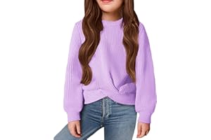 Arshiner Ragazze Maglione Moda Manica Lunga Bambine Caldo Collo Rotondo Maglione Top Autunno Inverno Maglioni per Bambina 5-13 Anni