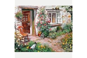 Reofrey Diamond Painting 5D Diamant Peinture Peinture à l'huile, Jardin Paysage DIY Cristal Strass Peinture Plein Forage Broderie Artisanat Point De Croix Chambre Salon Décoration Murale 40x50cm
