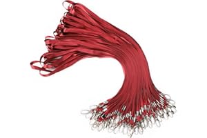 Segus Lanyards, 50 Piezas Llavero Colgante Cuello Llaves, Correa Cuello Llaves, Lanyard Maestra de Imitación de Nylon, para Escuela, Oficina, Hospital (Rojo Jujube)