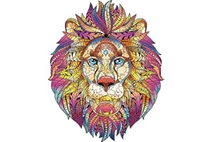 Cuteefun Puzzle en Bois pour Adultes Puzzle de Forme Unique Lion Animaux Puzzle 212 pièces pour Le Cadeau (A4)