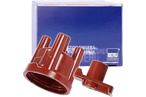 BERU AG Beru Original 1x Ignition Distributor Cap VK382 + 1x Ignition Distributor Runner EVL134 for Car, Brass, Natural