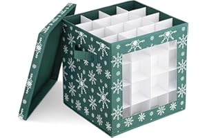 Navaris Scatola Decorazioni Natalizie - Organizer Addobbi Natalizi - Christmas Box Divisori Antiurto per Palline Natale Puntale Albero Lucine Decori