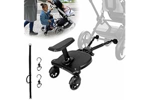 HELLO HIPPO® Patinete Carro Bebe Universal, Buggy Board con Asiento, Tabla para Cochecito con Cuerda Colgante, Accesorio para Cochecito para Niños de 2 a 6 Nños