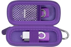 CASMILEE USB Flash Drive Case, SD Card/Thumb Drive Holder, Memory Cards, SDXC SDHC Storage Bag, Small Electronic Accessories Organizer for SanDisk for Samsung for Inland (Purple)