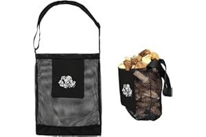 ADCSHOP Borsa per la Raccolta dei Funghi - Rete per la Liberazione delle Spore - Pieghevole - Resistente e Lavabile - Tracolla Regolabile - Per la Raccolta di Frutta - 42 x 36 cm - Piegata 21 x 17 cm.